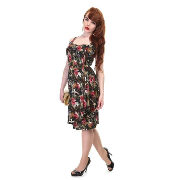 NWT Small Collectif Lanai Hibiscus Tiki Rockabilly Retro Vacation Dress - Picture 1 of 9